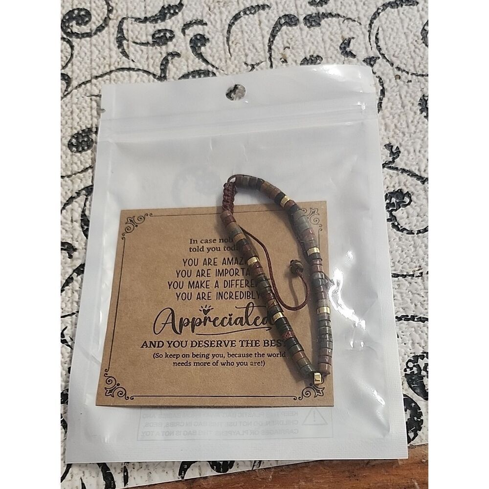 Appreciation Brown and Gold Beaded Bracelet